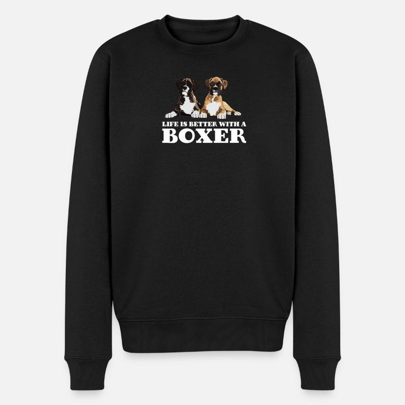Boxer-Hundeleben ist besser mit einem Boxer - Männer Premium Bio Pullover - Schwarz