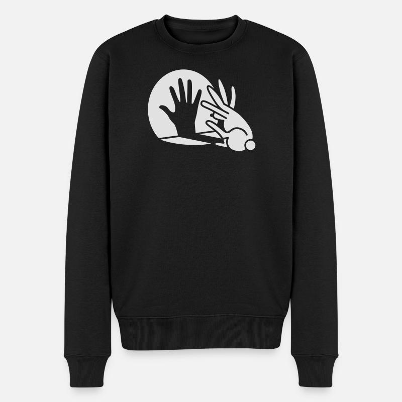 Hand Schattenspiel kaninchen Glow in the dark - Männer Premium Bio Pullover - Schwarz