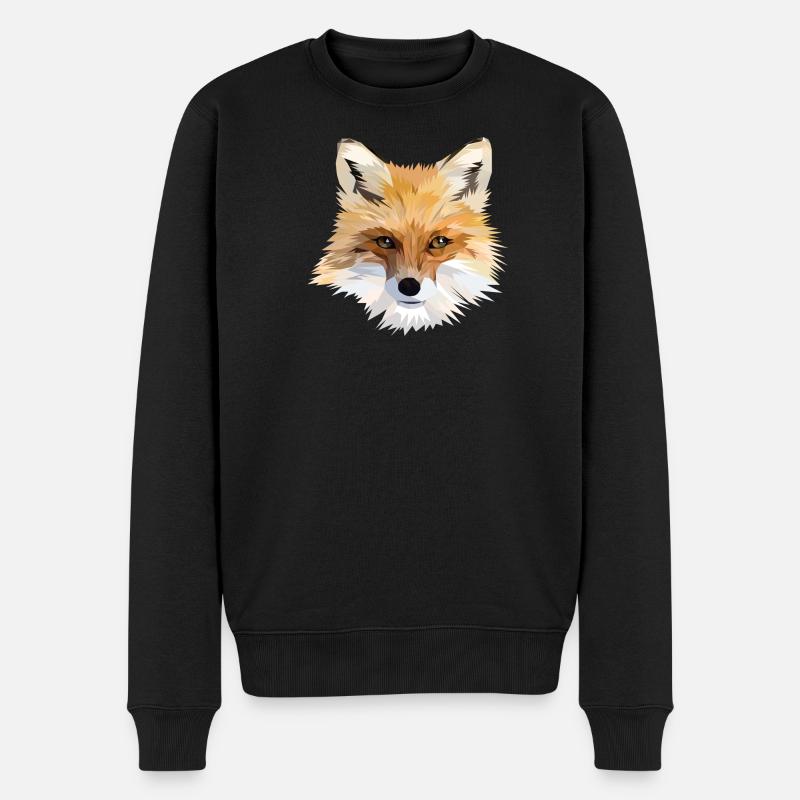 Tête de renard polygonale - Pull Premium bio Homme - noir