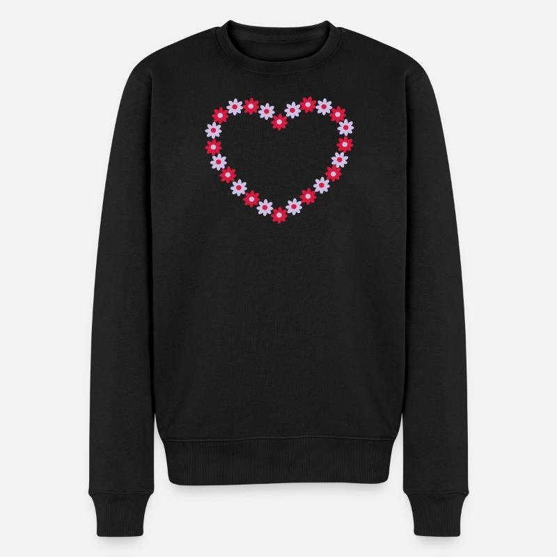Un cœur de fleurs - Pull Premium bio Homme - noir