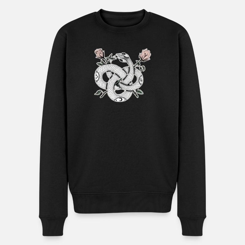 Design de serpents avec des roses - Pull Premium bio Homme - noir