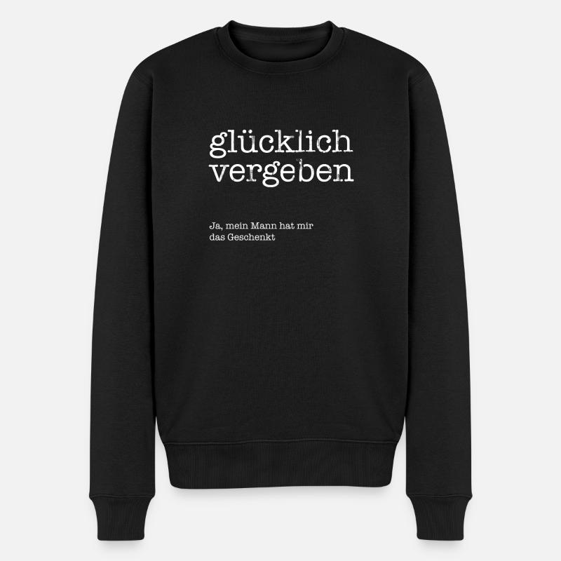 Glücklich vergeben! - Männer Premium Bio Pullover - Schwarz