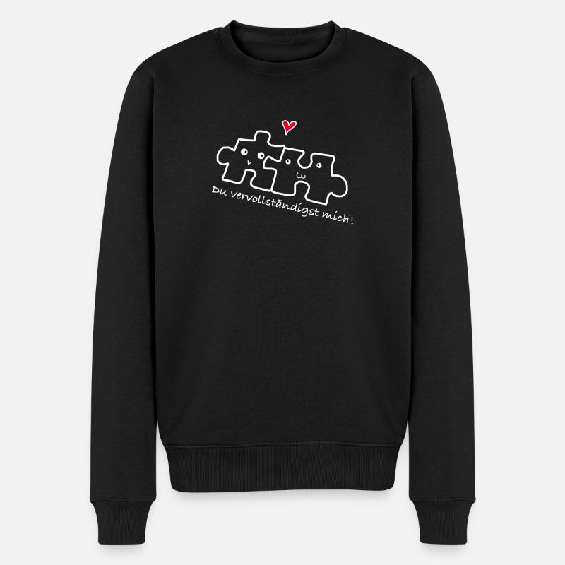 Liebe Beziehung Pärchen - Männer Premium Bio Pullover - Schwarz