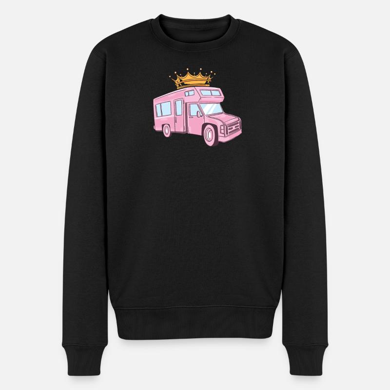Rosa Camper / weibliche Camper / Camper / Pink - Männer Premium Bio Pullover - Schwarz