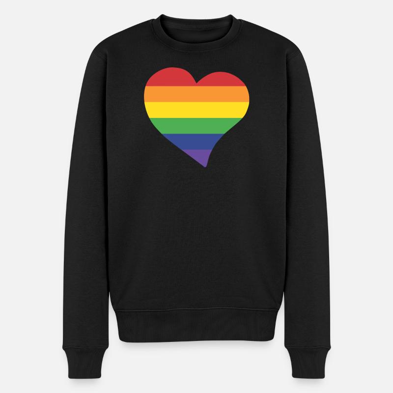 Rainbow heart - Pull Premium bio Homme - noir
