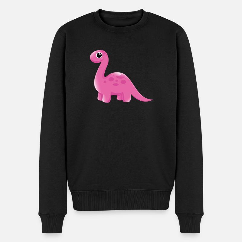 Pinkes Dino Cartoon Kuscheldino - Männer Premium Bio Pullover - Schwarz
