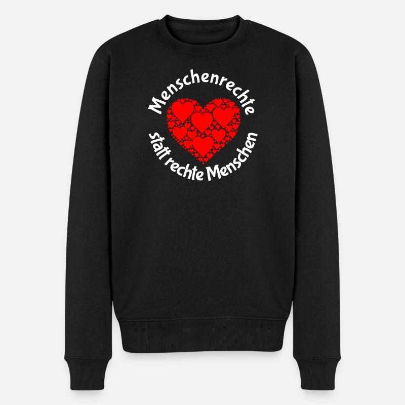 Menschenrechte statt rechte Menschen Statement - Männer Premium Bio Pullover - Schwarz
