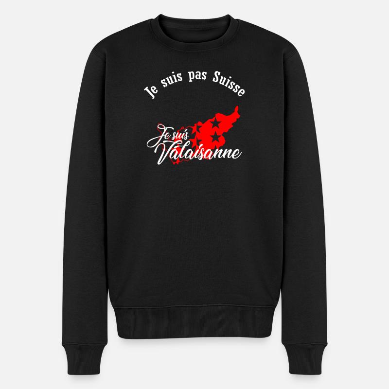 Ich komme aus dem Wallis - Männer Premium Bio Pullover - Schwarz