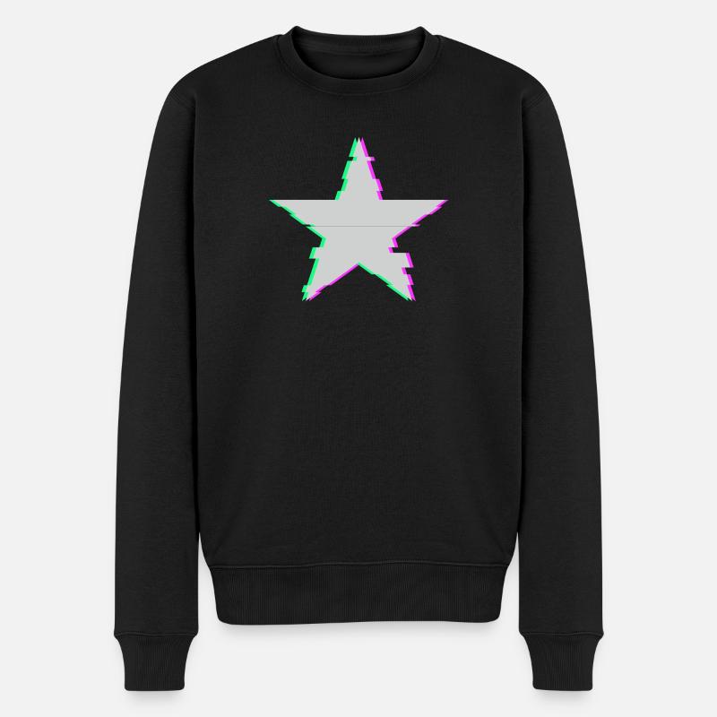 Glitch Stern Grau Minimalist Cyber Aesthetic Shirt - Männer Premium Bio Pullover - Schwarz