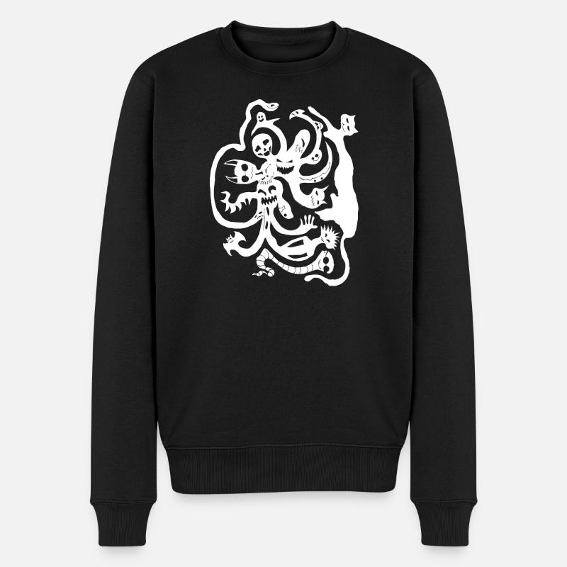 Halloween Geister T-shirt - Männer Premium Bio Pullover - Schwarz
