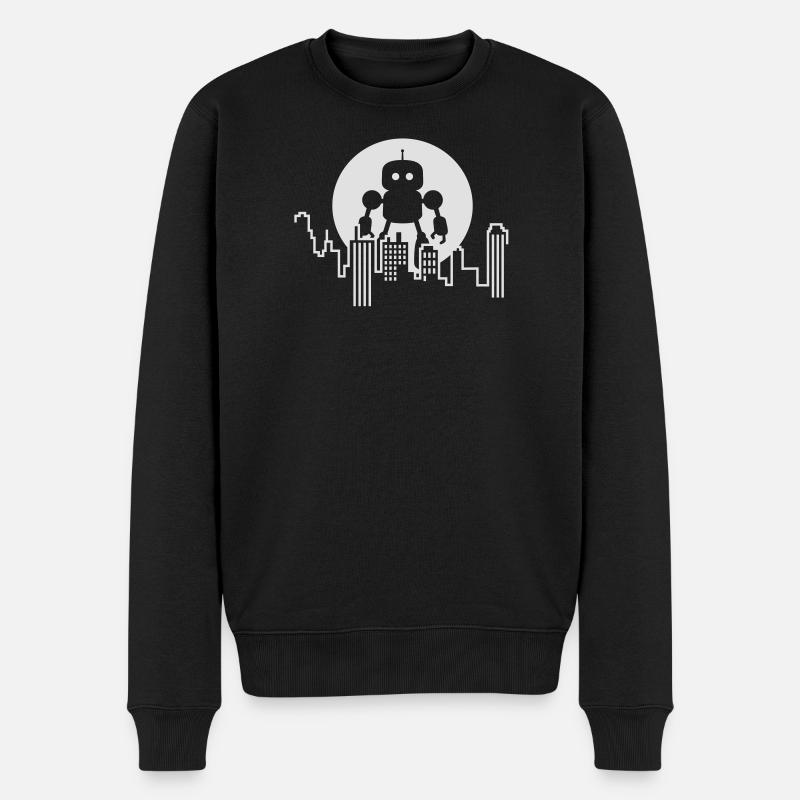 Robot City Skyline - Pull Premium bio Homme - noir