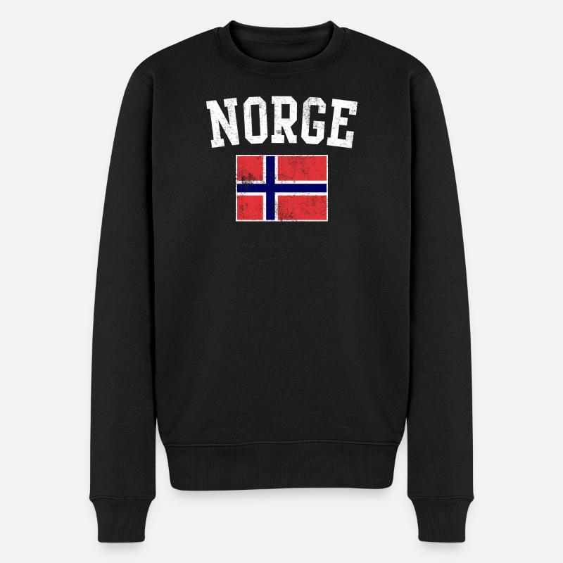 Norwegisches Flaggenemblem - Männer Premium Bio Pullover - Schwarz