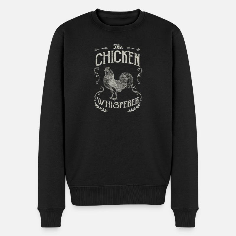 Huhn Der Hühnerflüsterer - Männer Premium Bio Pullover - Schwarz