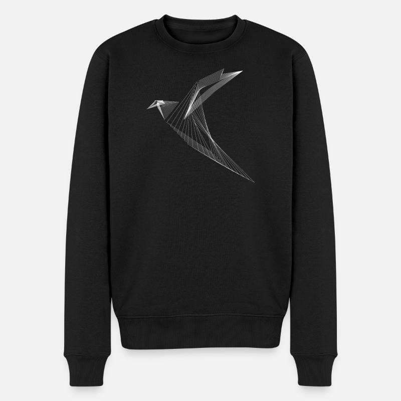 Geometrischer Linien-Vogel Minimal Design - Männer Premium Bio Pullover - Schwarz
