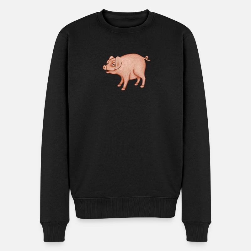 Humorvolles Schwein-Charakter - Männer Premium Bio Pullover - Schwarz