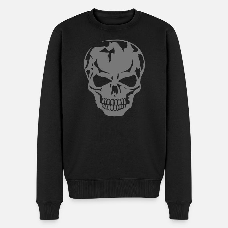 Un crâne montre les dents - Pull Premium bio Homme - noir
