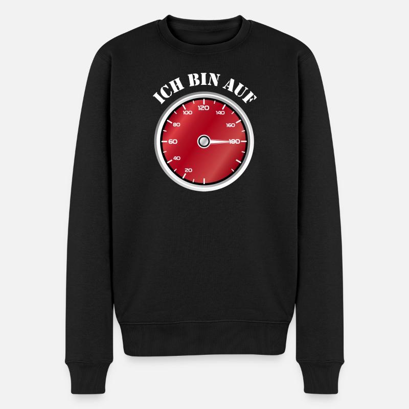 Roter Tacho Ich bin auf Geschwindigkeit - Männer Premium Bio Pullover - Schwarz