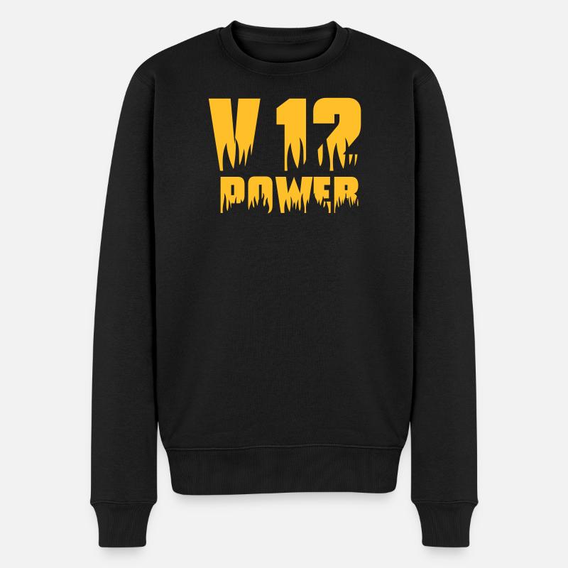V12 POWER - Männer Premium Bio Pullover - Schwarz