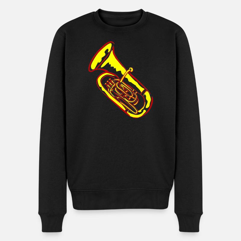 Tuba Musik in Neonfarben - Männer Premium Bio Pullover - Schwarz