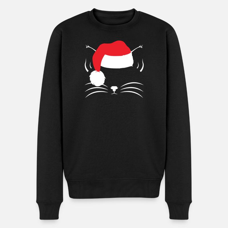 Weihnachtskatze Shirt - Männer Premium Bio Pullover - Schwarz