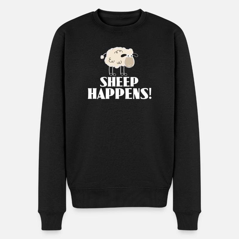 SHEEP HAPPENS - ist so, wie es ist - Männer Premium Bio Pullover - Schwarz
