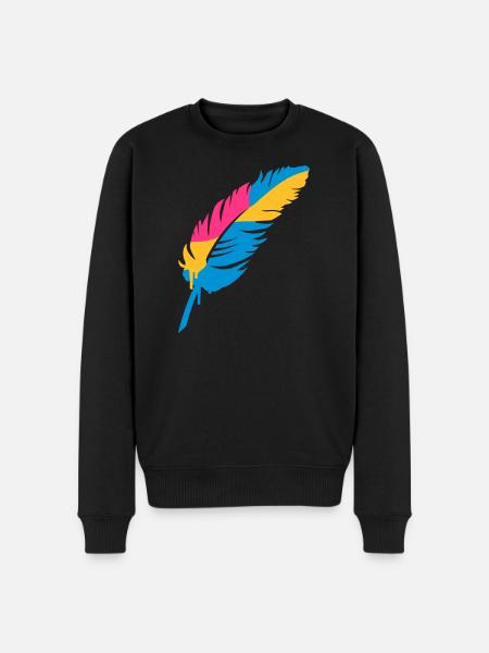 bunte Feder - Männer Premium Bio Pullover - Schwarz