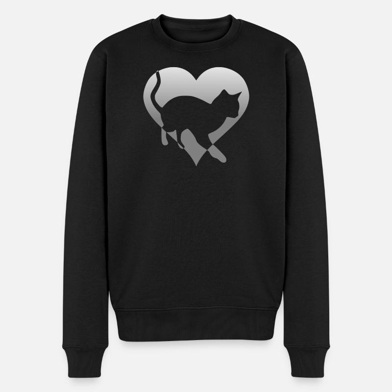 Chat chat dans un cœur - Pull Premium bio Homme - noir