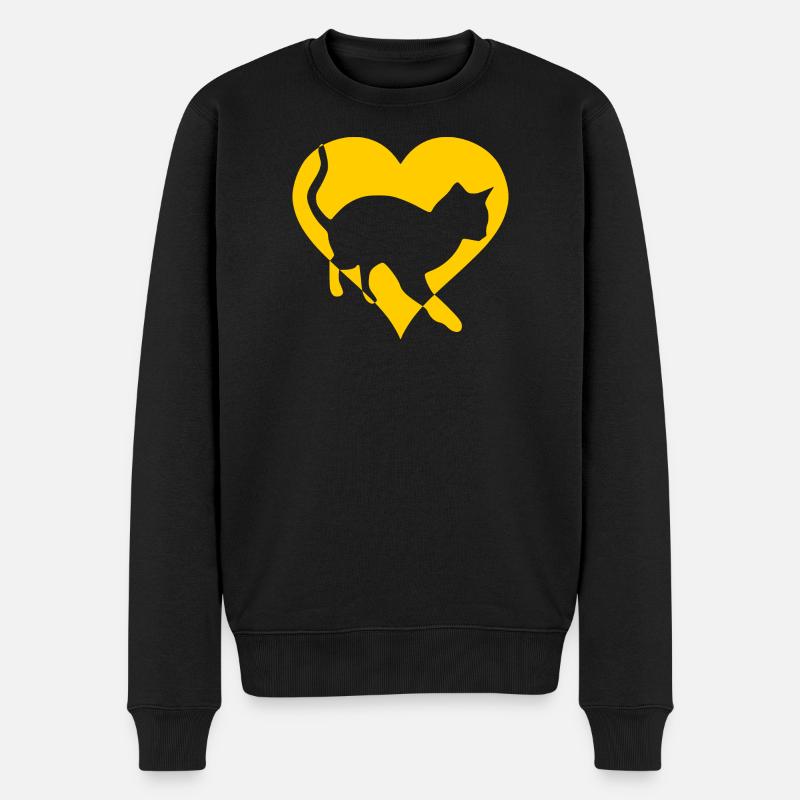 Chat chat minou cadeau coeur - Pull Premium bio Homme - noir