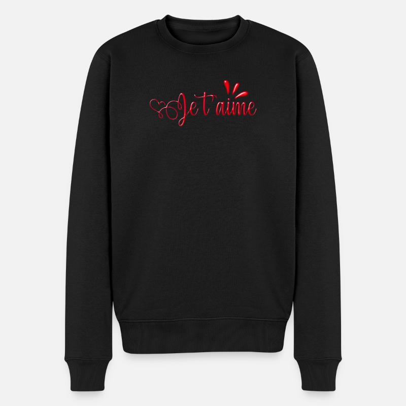 Je Taime - Männer Premium Bio Pullover - Schwarz