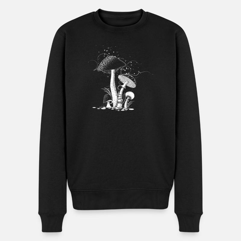 vier Pilze - MĂ€nner Premium Bio Pullover - Schwarz