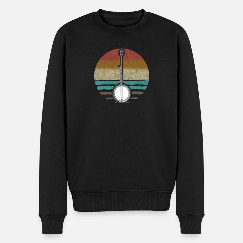 Banjo Sonnenuntergang - Männer Premium Bio Pullover - Schwarz