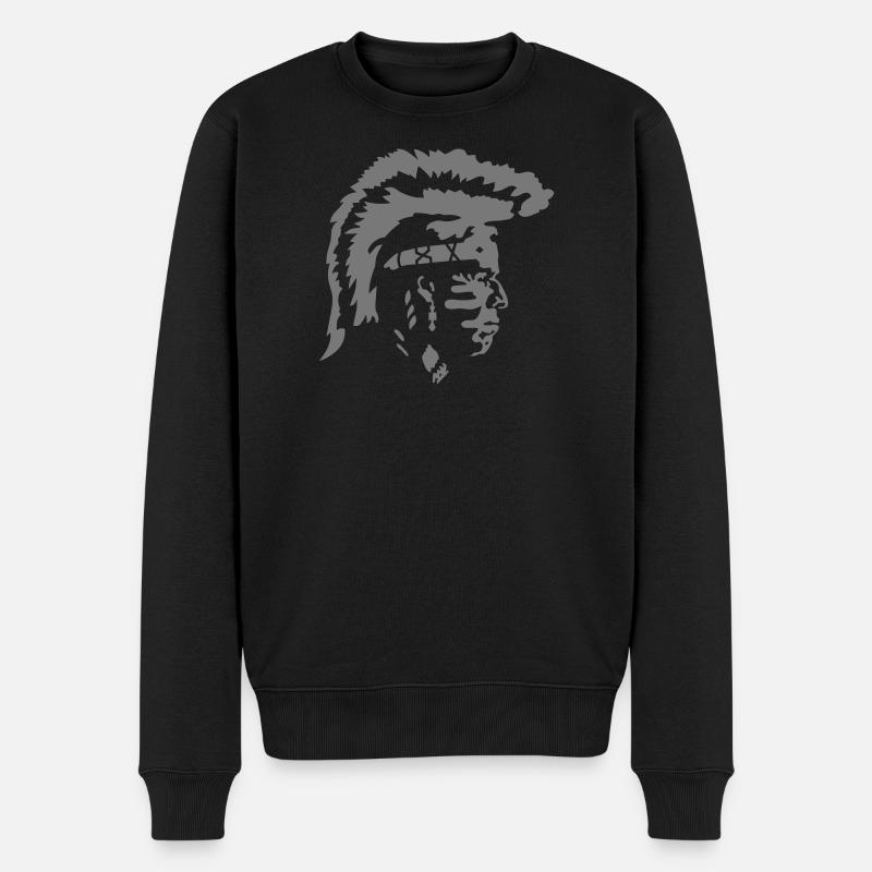 Indianer - Männer Premium Bio Pullover - Schwarz