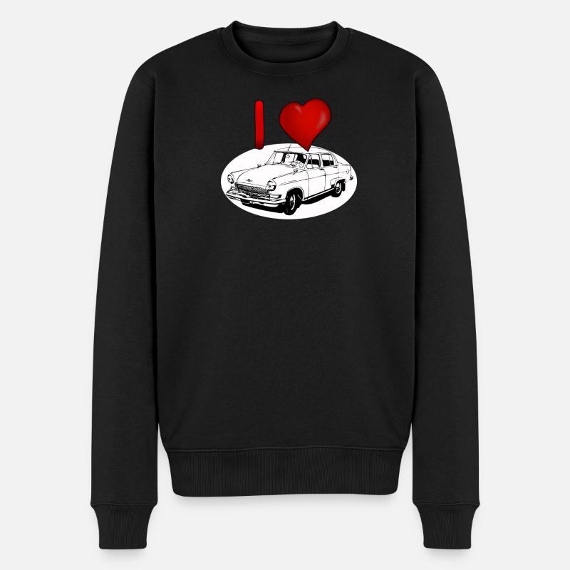 Herzliebe für Oldtimer Wolga M21 - Männer Premium Bio Pullover - Schwarz
