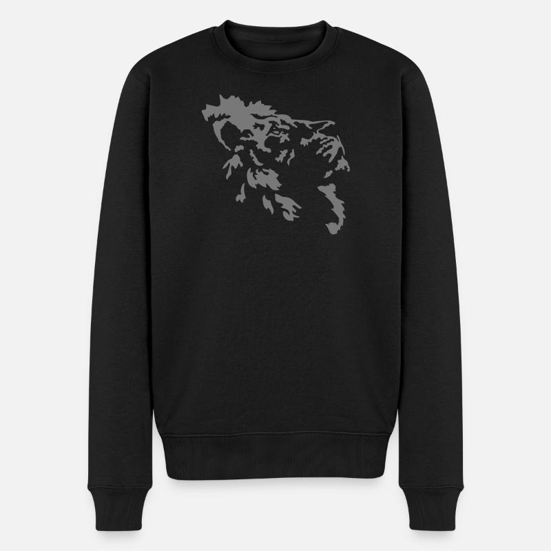 Löwe - Männer Premium Bio Pullover - Schwarz