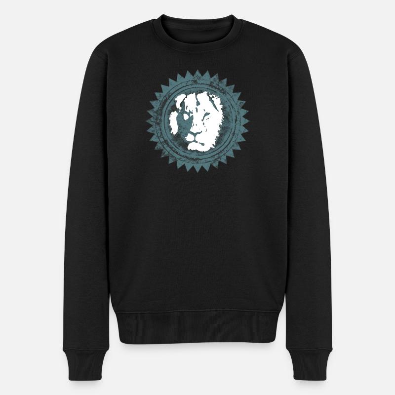 Löwenkopf Reggae Design - Männer Premium Bio Pullover - Schwarz