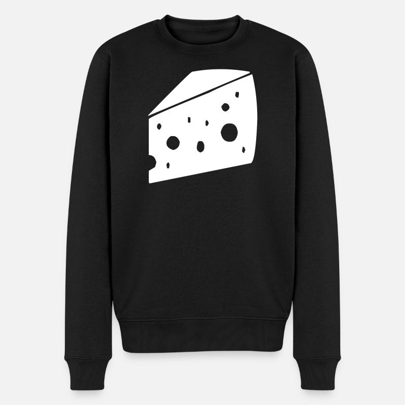 großes Stück Käse mit Löchern - Männer Premium Bio Pullover - Schwarz