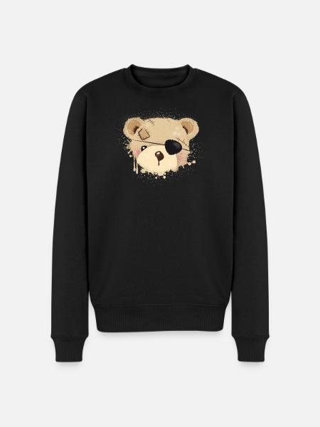 Teddy with eye patch - Men's Premium Organic Jumper - black