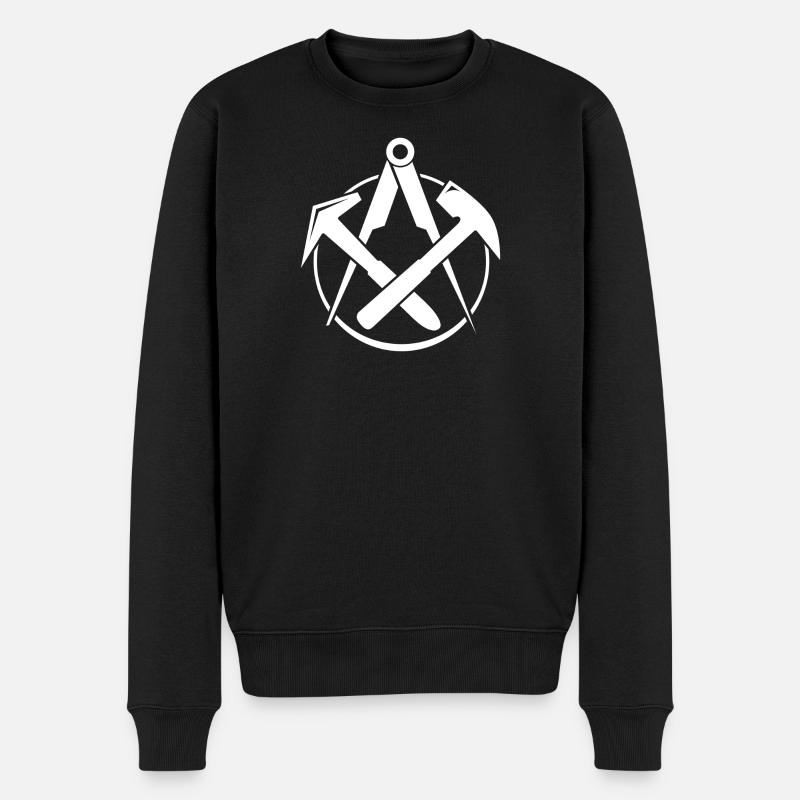 Toiture Logo - Blanc - Pull Premium bio Homme - noir