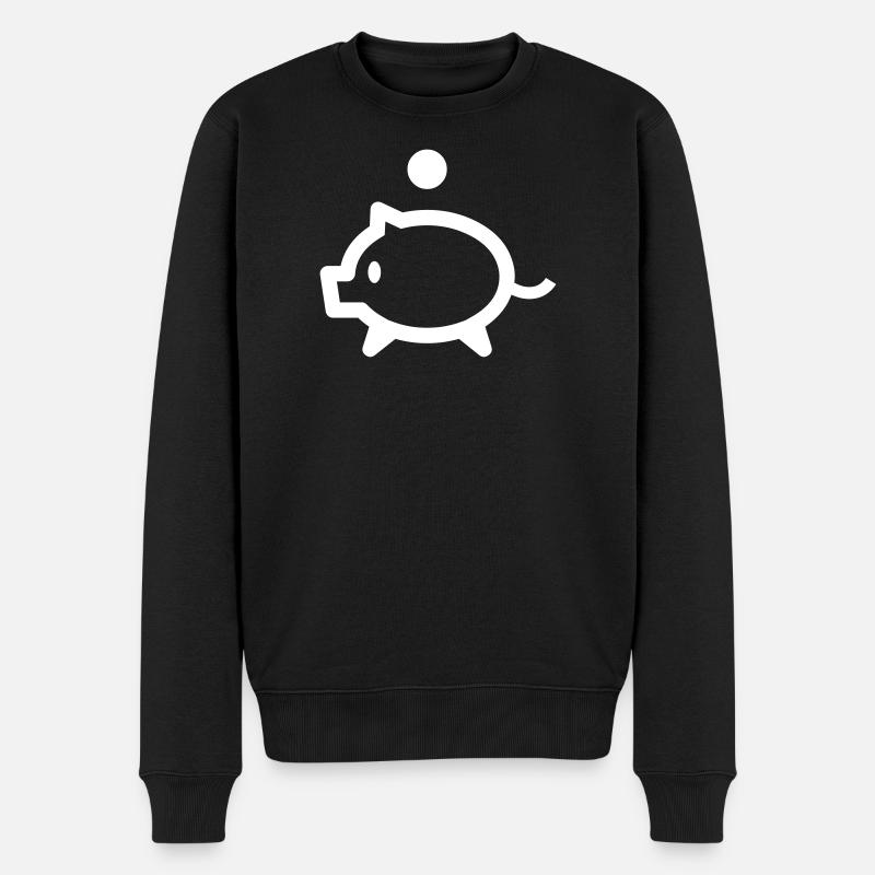 Sparschwein mit Münze - Männer Premium Bio Pullover - Schwarz
