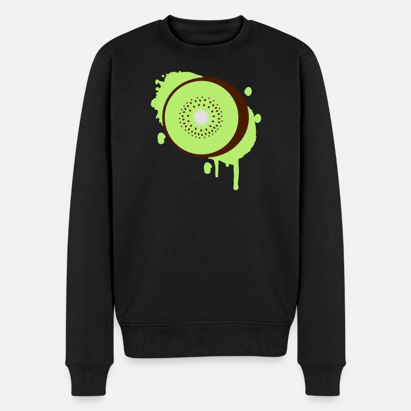 Kiwifrucht Graffiti - Männer Premium Bio Pullover - Schwarz