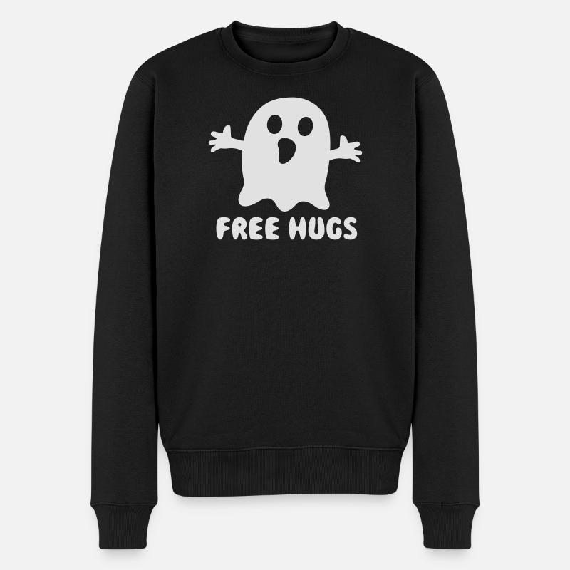 Free hugs ghost - Männer Premium Bio Pullover - Schwarz