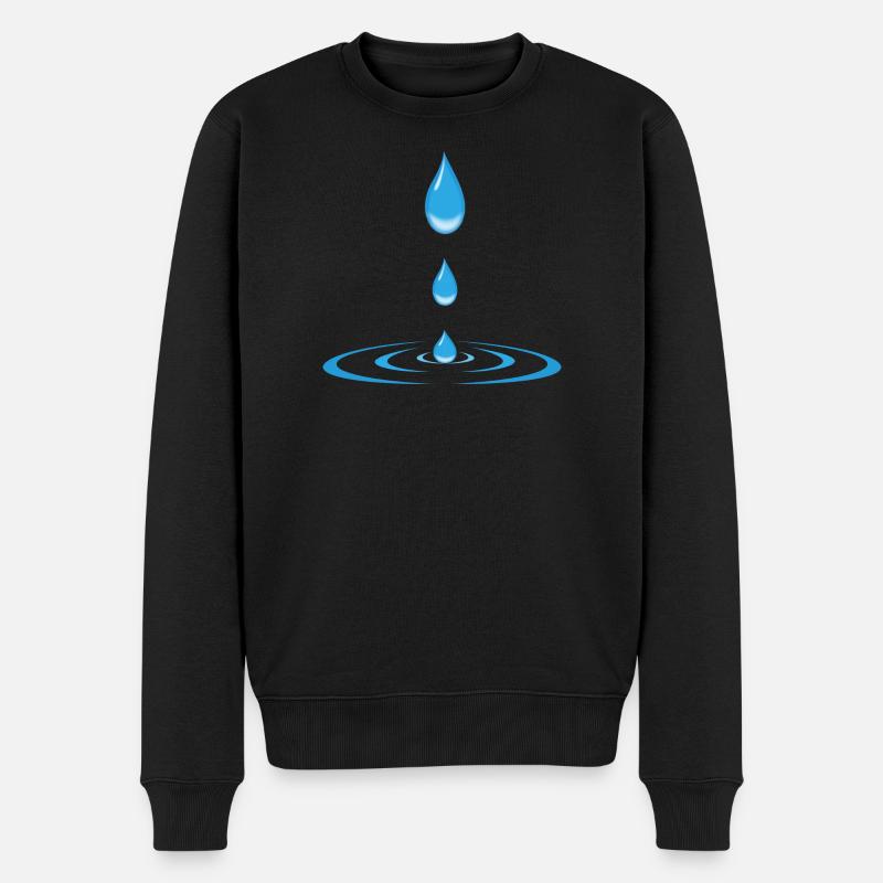 Tropfen und Wellen - Männer Premium Bio Pullover - Schwarz
