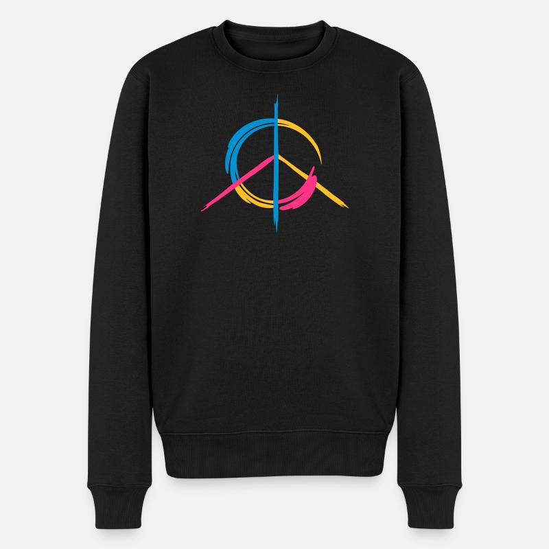 Friedenssymbol - Männer Premium Bio Pullover - Schwarz