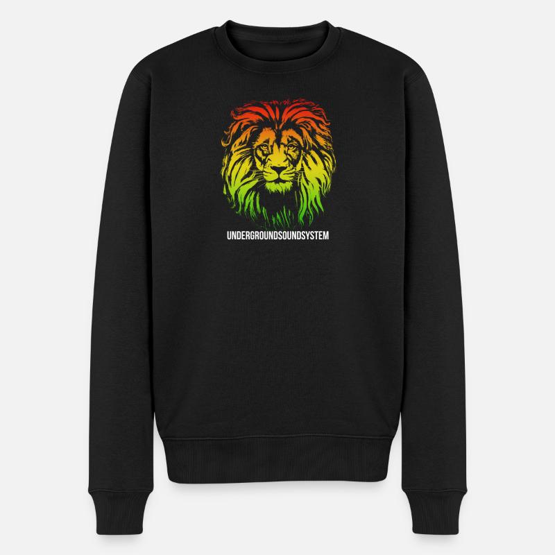 Löwe Regenbogen Untergrundsound - Männer Premium Bio Pullover - Schwarz