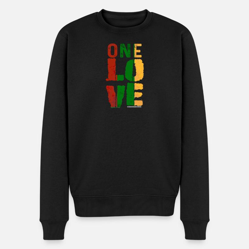 One Love Reggae Farbenband - Männer Premium Bio Pullover - Schwarz