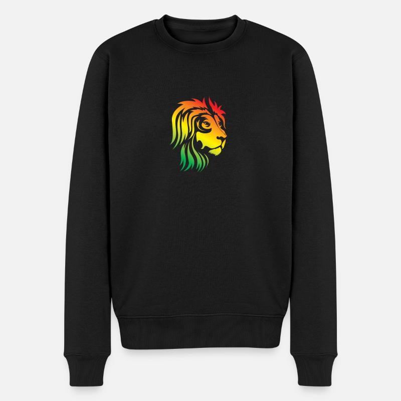 Tête de lion arc-en-ciel - Pull Premium bio Homme - noir