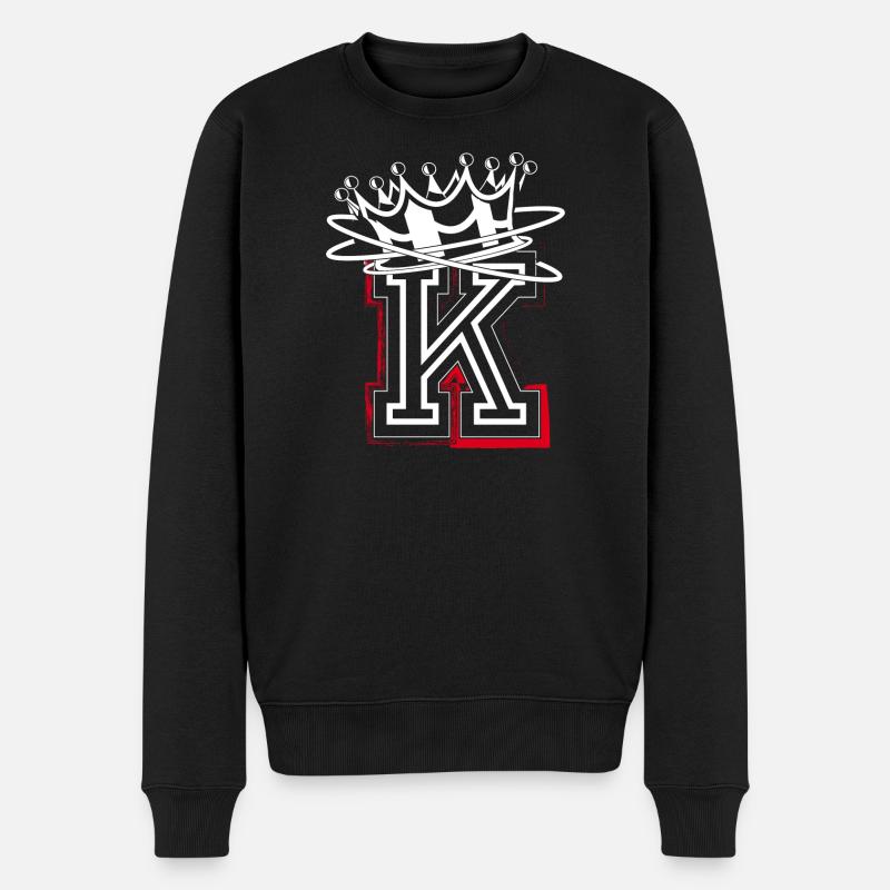 Lettre K avec couronne - Pull Premium bio Homme - noir