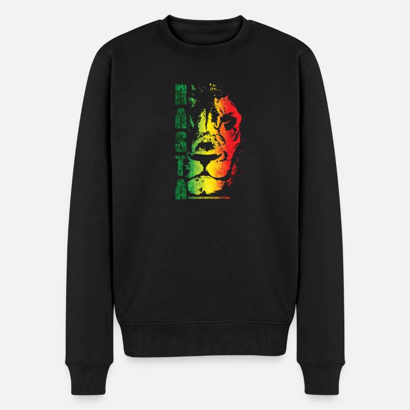 Rasta Löwe Regenbogen Stil - Männer Premium Bio Pullover - Schwarz