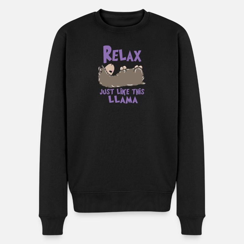 Relax Lama - Männer Premium Bio Pullover - Schwarz