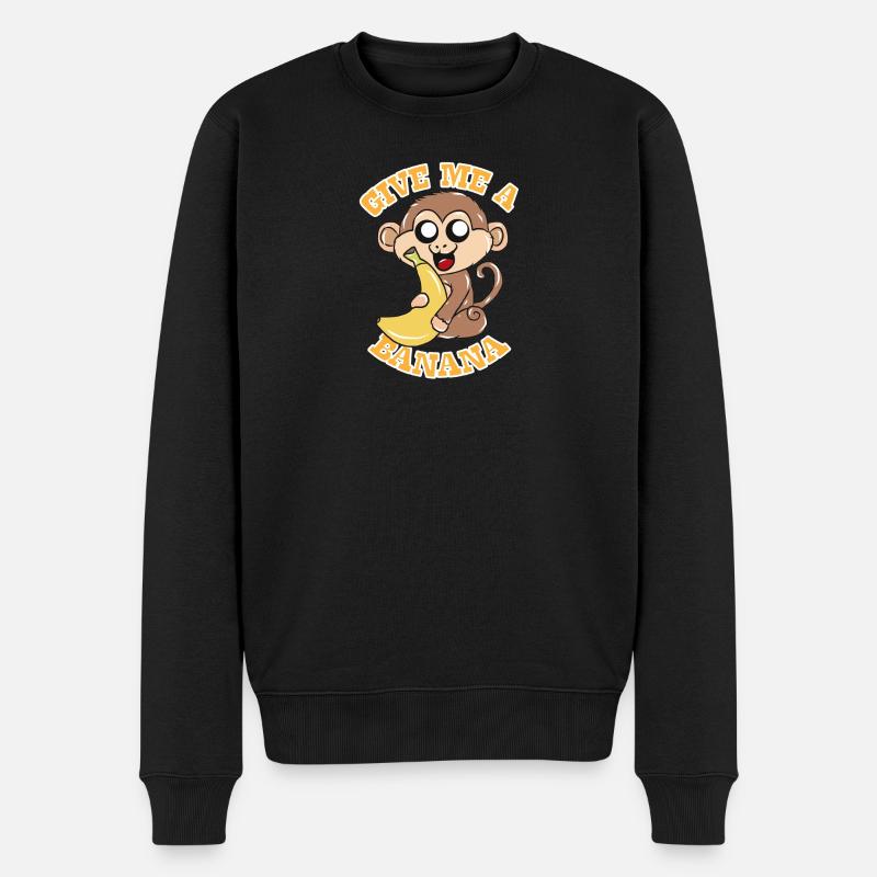 Affe Banane - Männer Premium Bio Pullover - Schwarz